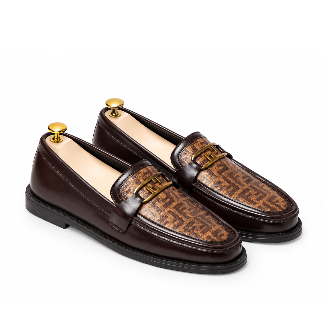 FK-733 – Men's Brown Leather Bit Loafers