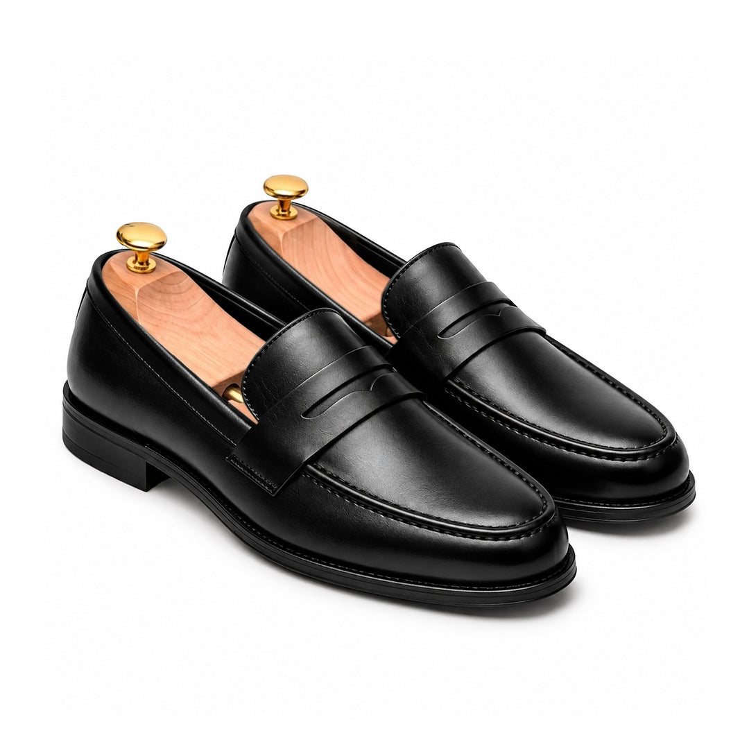 FK-715 – Men's Black Synthetic Leather Penny Loafers