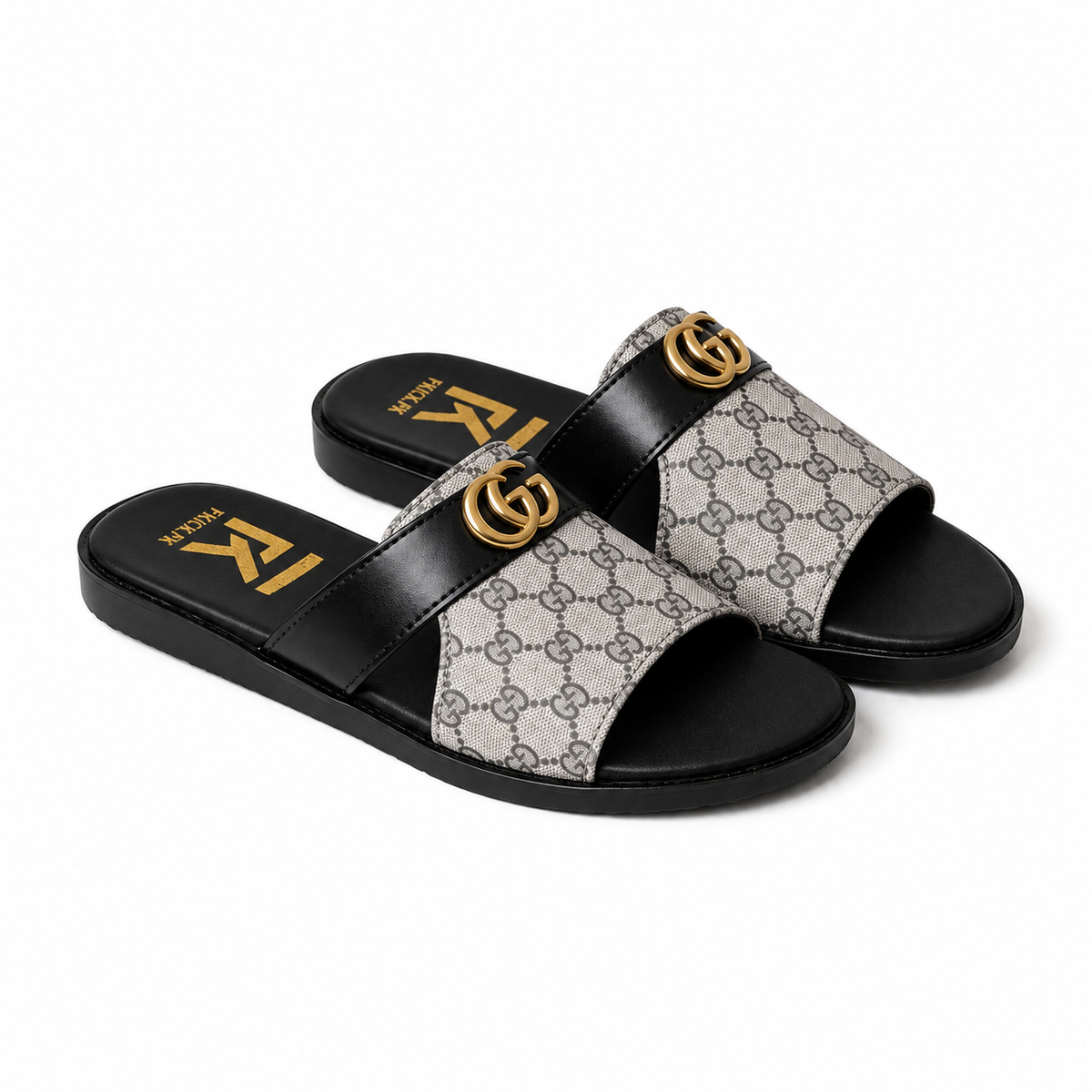 SL-093 | Men's Luxury Strap Slippers – Dark Olive Green Synthetic Leather | Anti-Slip