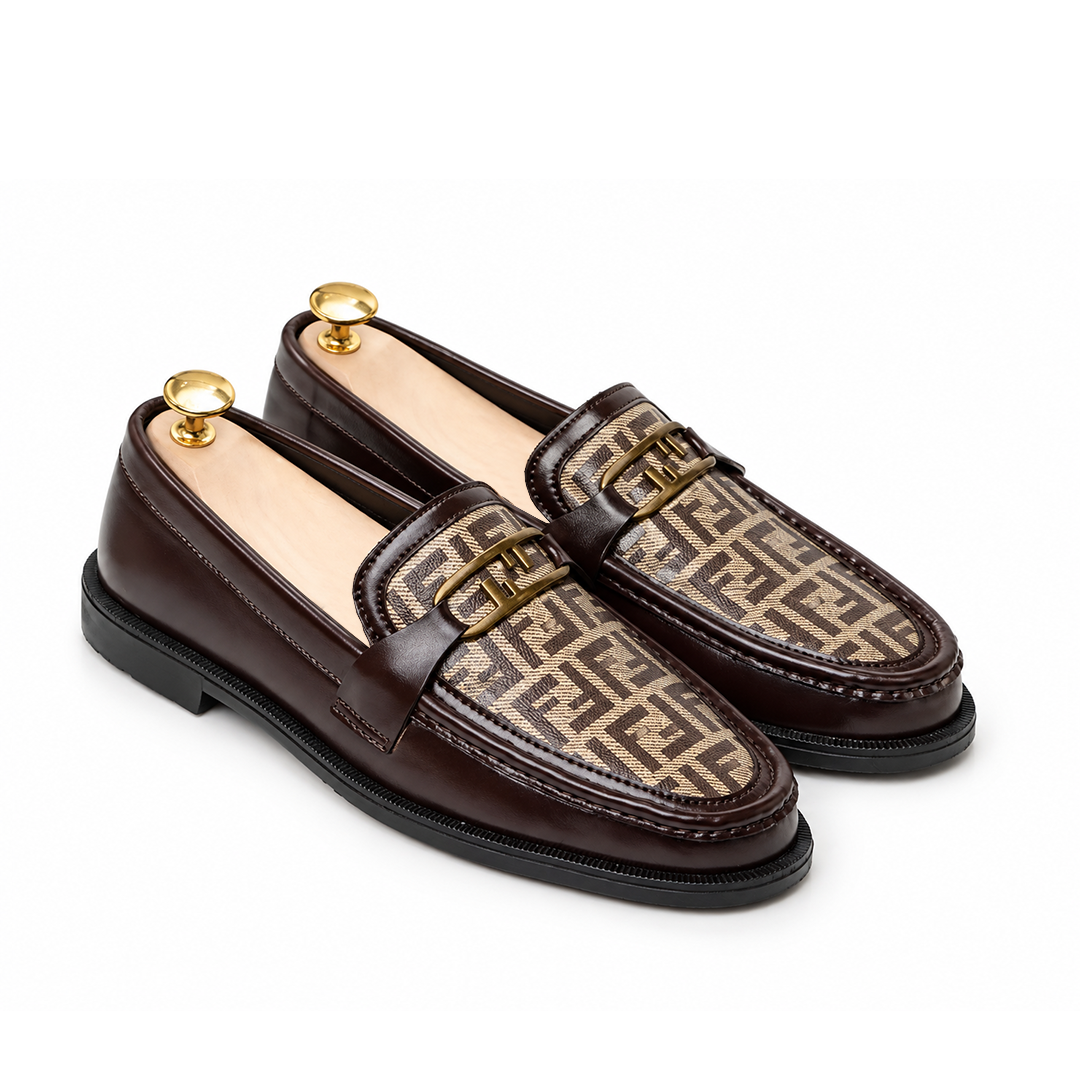 FK-734 – Men's Dark Brown Leather Bit Loafers