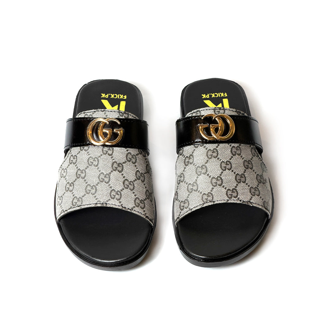 SL-093 | Men's Luxury Strap Slippers – Dark Olive Green Synthetic Leather | Anti-Slip