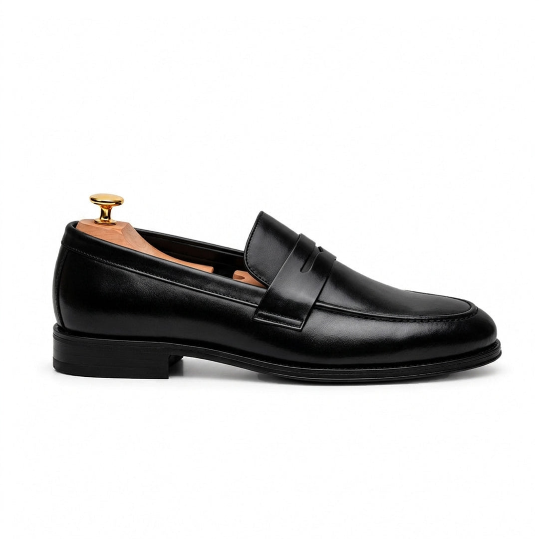 FK-715 – Men's Black Synthetic Leather Penny Loafers