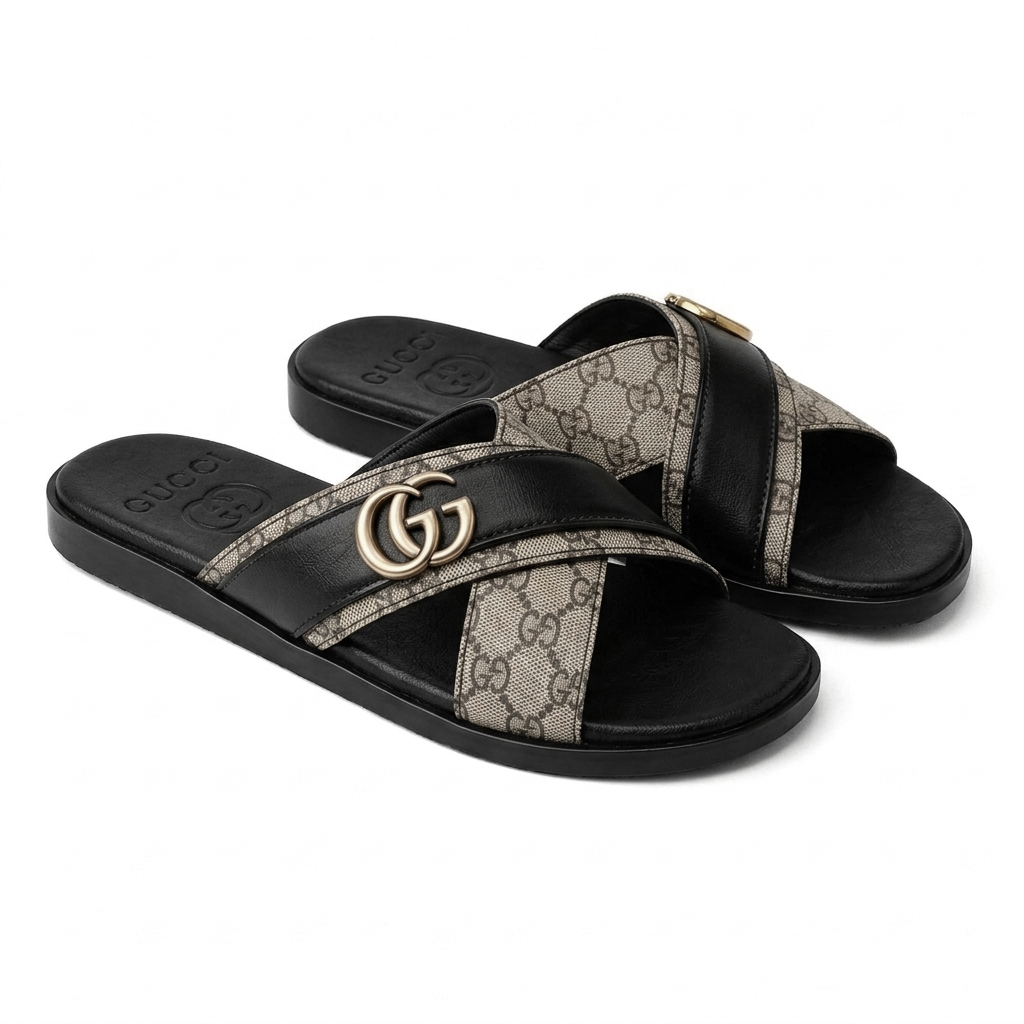 SL-100 | Men's Luxury Double-Strap Slippers – Maroon Synthetic Leather | Buckle Style Anti-Slip